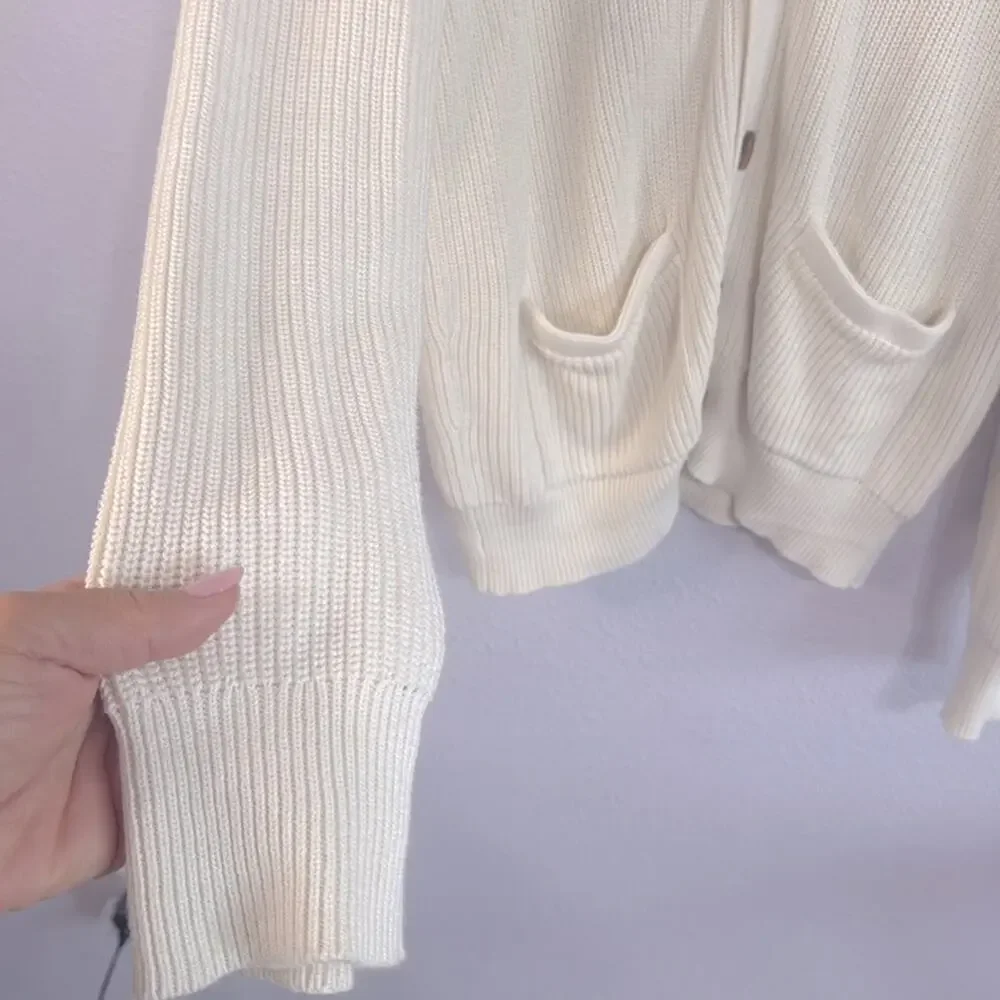 J. Crew Cream Shawl Collar Cardigan Sweater with Buttons and Pockets Size L